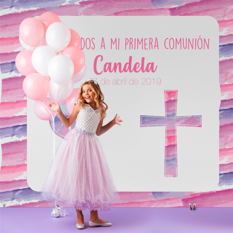 Cliente Ruina pagar Photocall de Comunion Cruz Rosa