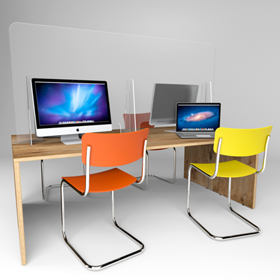 Imprimir Separador mesa oficina PVC transparente frontal 